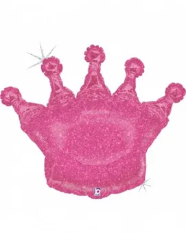 

Balloon Crown Bright Pink Holographic Form 91cm