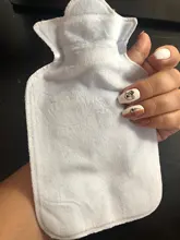 Calentador de manos reutilizable de calor cálido para invierno, bolsa bonita de PVC para aliviar el dolor y el estrés, botella de agua caliente con cubierta suave y acogedora tejida