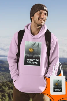 

Angemiel Wear I Want To Believe Pink Male Hooded Sweatshirt Bags Kombin