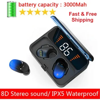 

Bluetooth Earphone V5.0 Wireless Earbuds Waterproof 8D Stereo Headphone Touch Control Power Display Headset for Smartphone