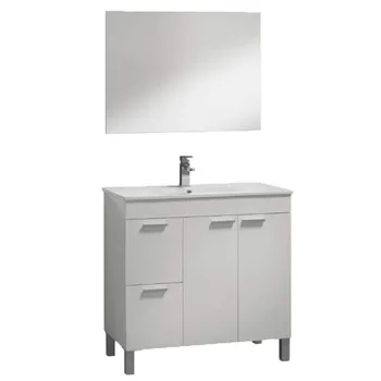 

Bathroom Furniture toilet + basin PMMA and mirror color matching white luster 2 doors 2 drawers 80x80x45cm