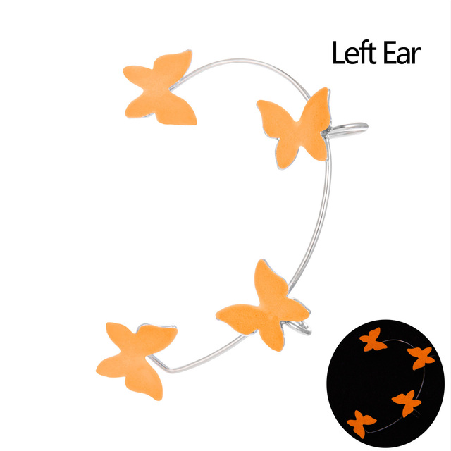 Luminous Butterfly Ear Cuff Clip For Women Copper Fake Piercing Butterfly Earring Glow In The Dark Fashion Jewelry Gift