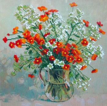 

B-613 set for embroidery with beads "summer bouquet", 31*31 cm