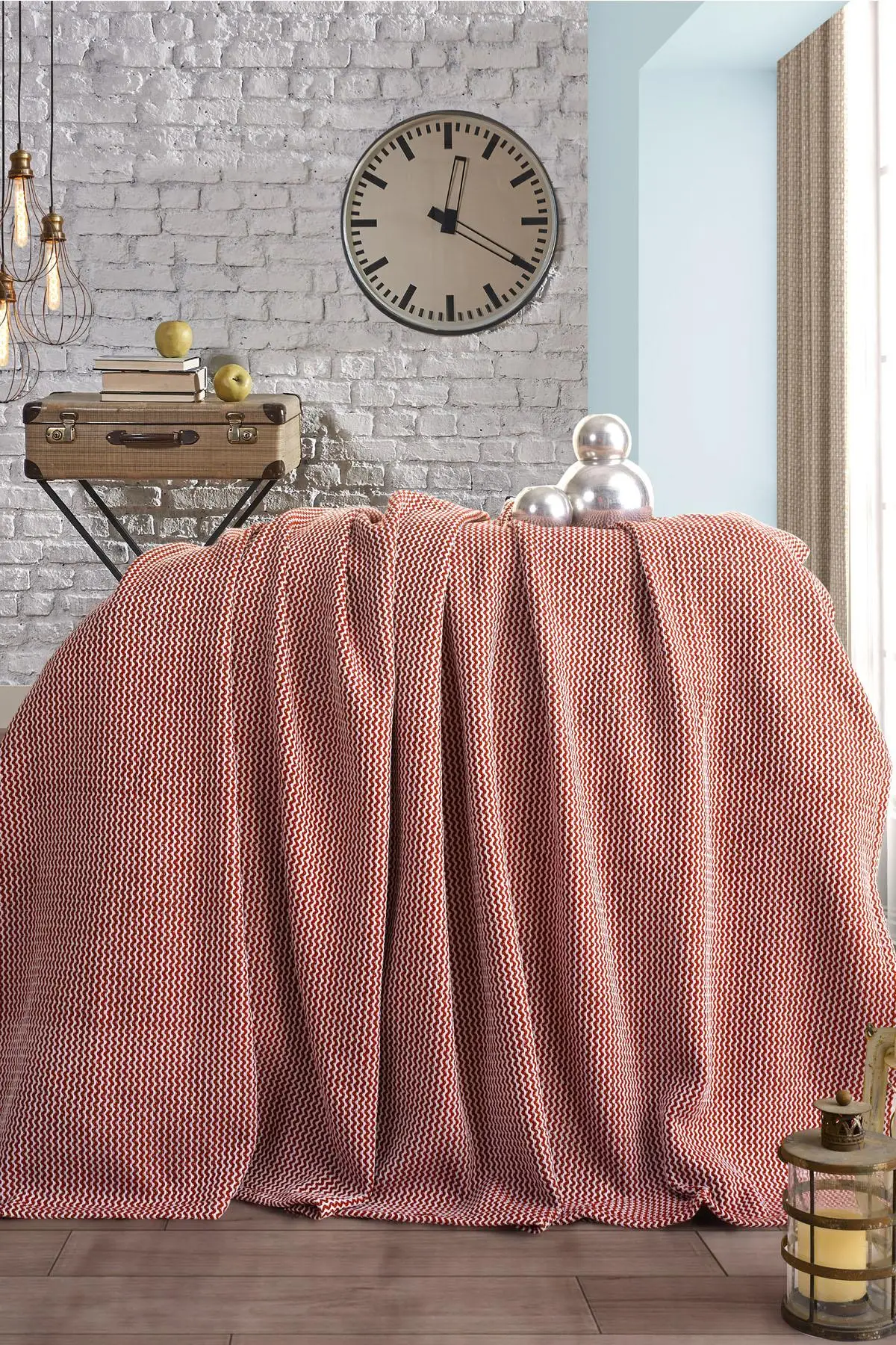 

100 Cotton Four Seasons Blanket Single Personality | Burgundy