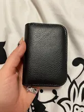 Tarjetero de piel de vaca de primera capa RFID antirrobo para hombre y mujer, billetera pequeña multifuncional con cremallera