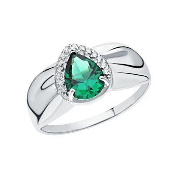 

Silver ring with nanocrystal and cubic zirconia sunlight sample 925
