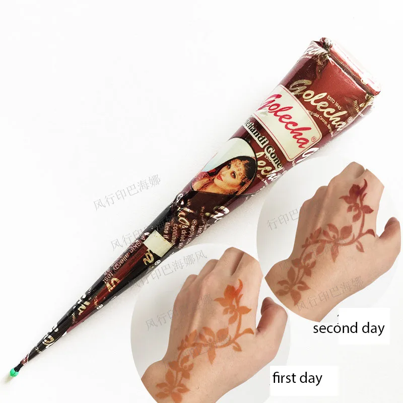 GOLECHA Black Brown Red White Henna Cones Indian Henna Tattoo Paste For Temporary Tattoo Body Art Sticker Mehndi Body Paint 2