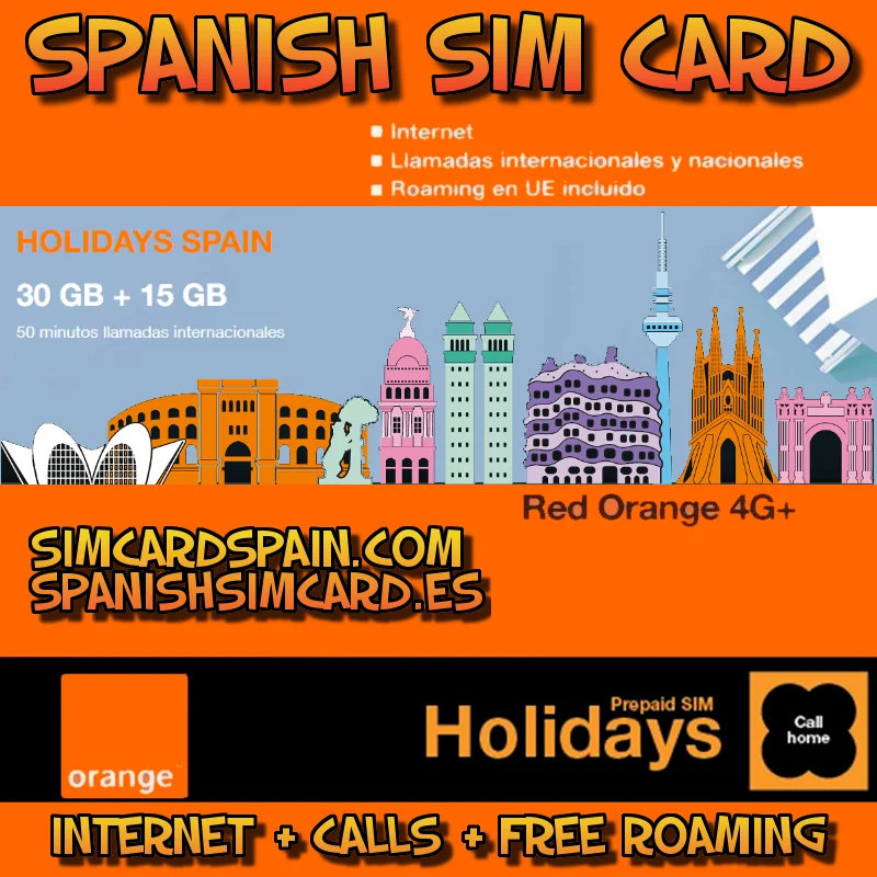 Orange Holidays Spain Spanish Sim Card Prepaid 50 Minutes 30 Gb Internet 4g Free Eu Roaming Mobile Phone Sim Cards Aliexpress