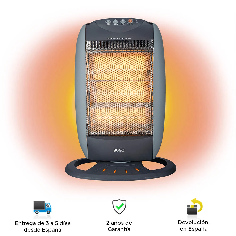 Calefactor halógeno de Sogo, calor limpio e potente, seguro, resistente, elegante, oscilación, anti vuelco, tacto frio, asa transporte, calefactor eléctrico, calefactor|Estufas eléctricas| - AliExpress