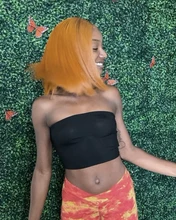 Jengibre Bob corto pelucas de cabello humano Rubio transparente peluca con malla frontal 13*1 Remy peruano recto naranja malla con división frente pelucas de cabello