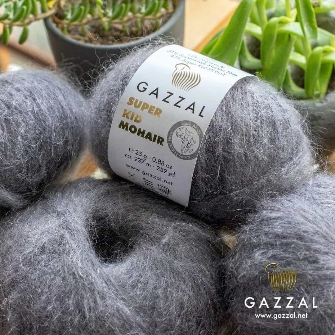 Gazzal Super Kid Mohair Journal Super Kid Mohair Filato 25G / 237M Alpaca Visone Lana Merino Maglieria Uncinetto Amigurumi Bambino Morbido Cotone Soff