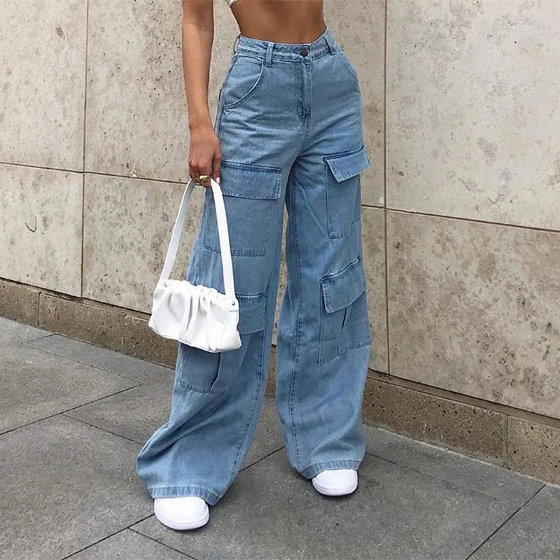 Women 90s Y2k Patchwork Wide Leg Mom 