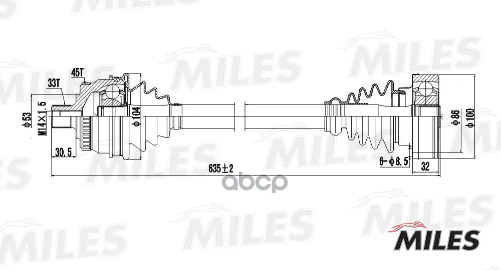 Привод В Сборе Audi A4 I-Ii/Vw Passat V 1.6-2.0 94-05 Прав. Abs Miles Gc02009 Miles арт. GC02009