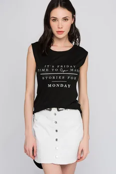 

Cotton Mood Women Monday Lettering Printed Skirt Long Sleeveless Tunic 8101091