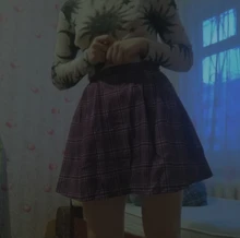 Mini Skirts Korean A-Line Chic Summer Fashion Purple Plaid Casual Student