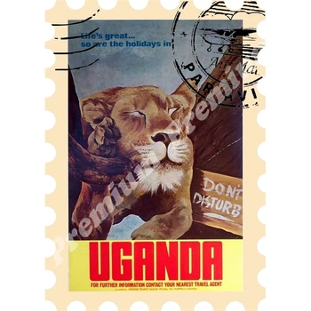 

Uganda Africa souvenir magnet vintage tourist poster