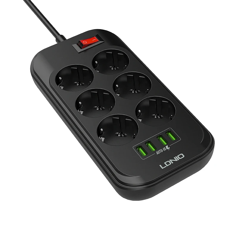 Сетевой фильтр LDNIO 6 Power Socket with 4 USB(Черный
