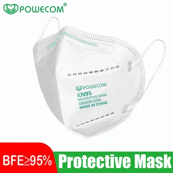

Reusable KN95 POWECOM Mouth Mask Face Mask Protective 5- Layers FFP2 KN95 Mask Respirator PM2.5 Safety Genuine Masks