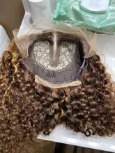Wigs Highlight Hair-Lace Human-Hair Lace-Front Black Cynosure Brazilian Curly Ombre Women