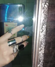 Tocona 6 unids/set Bohemia Color de plata antiguo Cross Arrow de diamantes de imitación negro anillos de encanto establece para las mujeres joyería de fiesta de кольца 3450