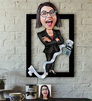 

Personalized Women 'S Accountant Caricature OF 3D Wood Tablo-2 Reliable Quality Cost Effective Gift Home Decoration wall