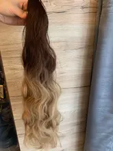 Coleta de colores degradados sintética para mujer, extensiones de cabello con Clip, estilo rizado ondulado, cola de poni, peinado azul y rosa