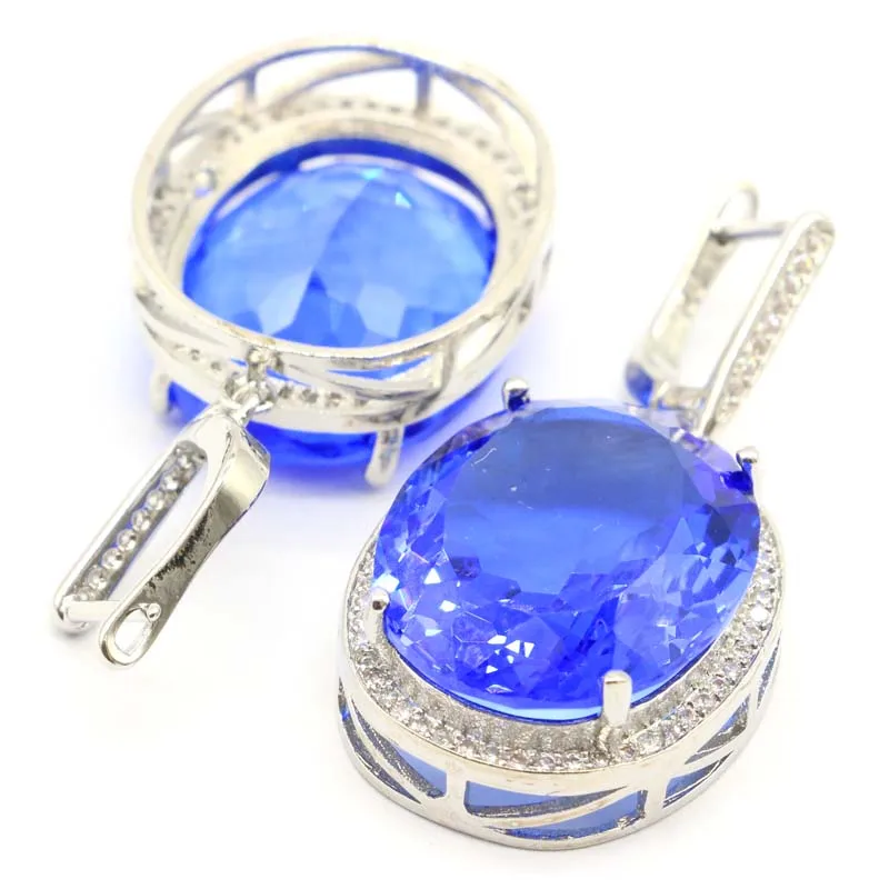 Женские серебряные серьги с фианитом 40x21 мм 22x18 17 5 г|925 silver earrings|silver wedding earringsparty