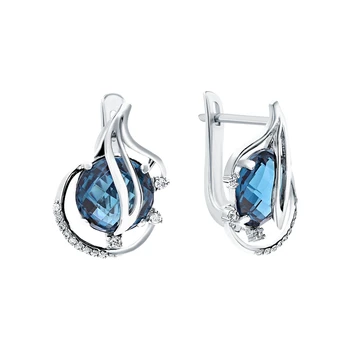 

Silver earrings with Topaz and cubic zirconia sunlight sample 925