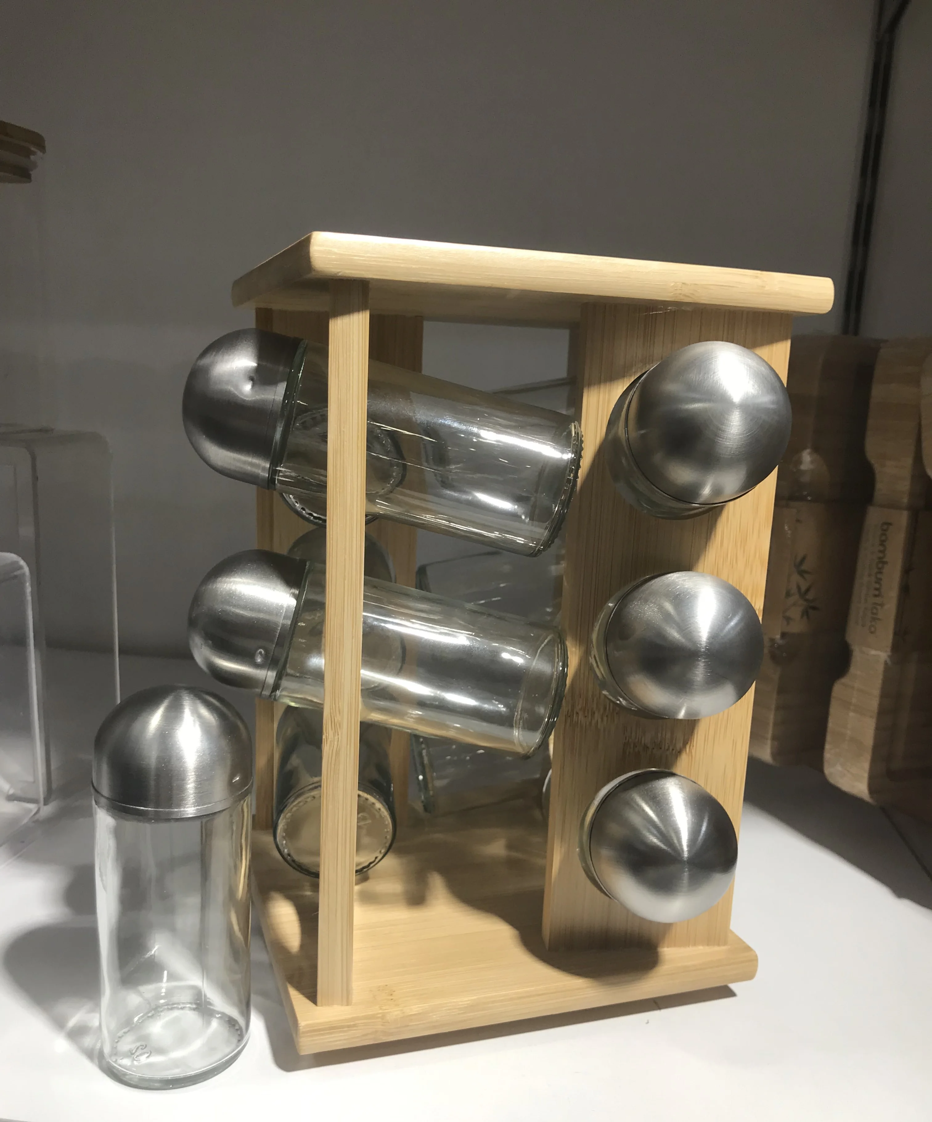 

Новинка 2022 бамбук с механизмом возврата в 12 шт. набор специй стеклянная кухня