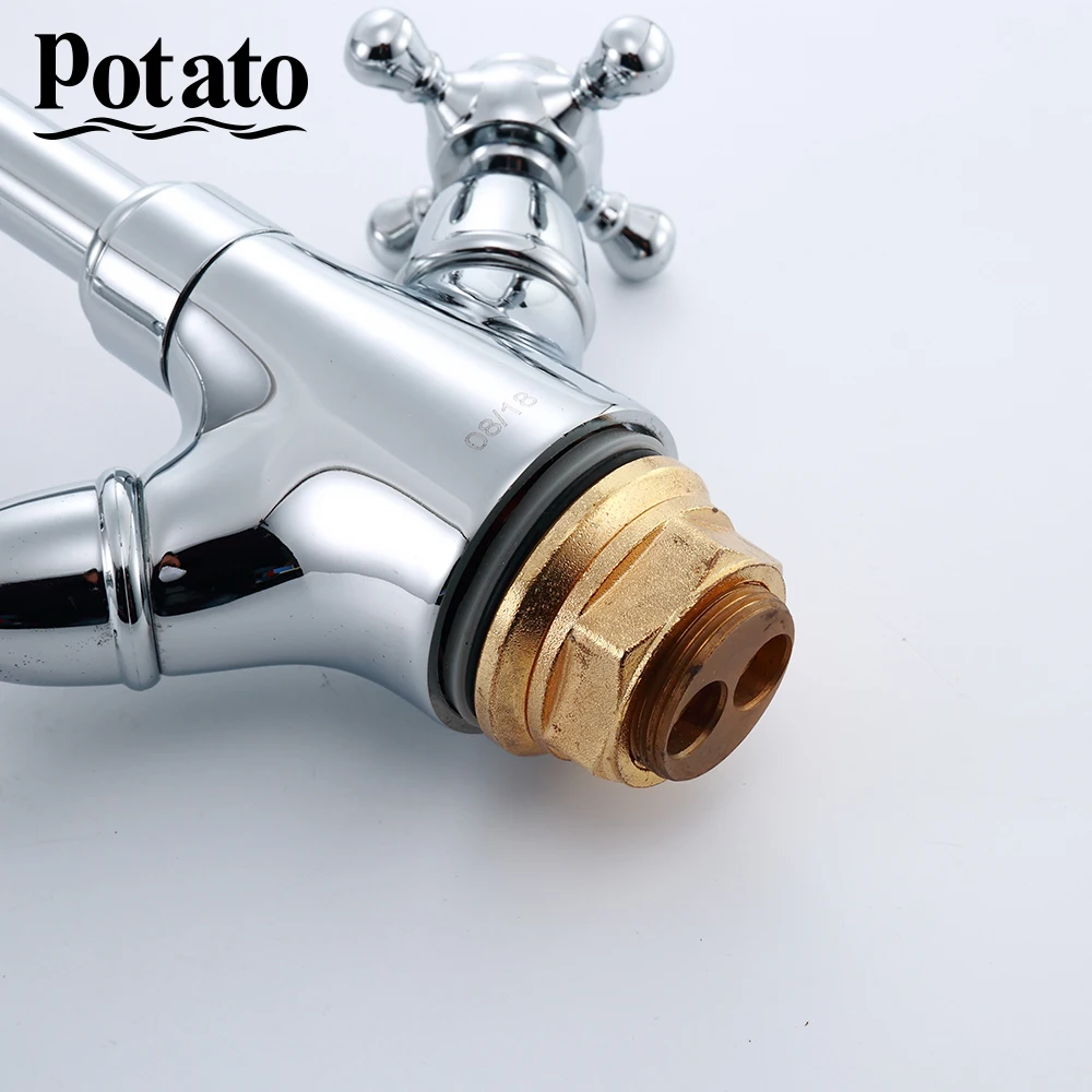 Potato Твердый кухонный смеситель для холодной и горячей воды, гибкий кухонный кран для крана, кухонный кран в любом направлении p5860
