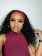 Younsolo-pelucas de cabello humano brasileño Remy para mujeres negras, diadema con ondas, sin pegamento, peluca y bufanda, 8-28 pulgadas