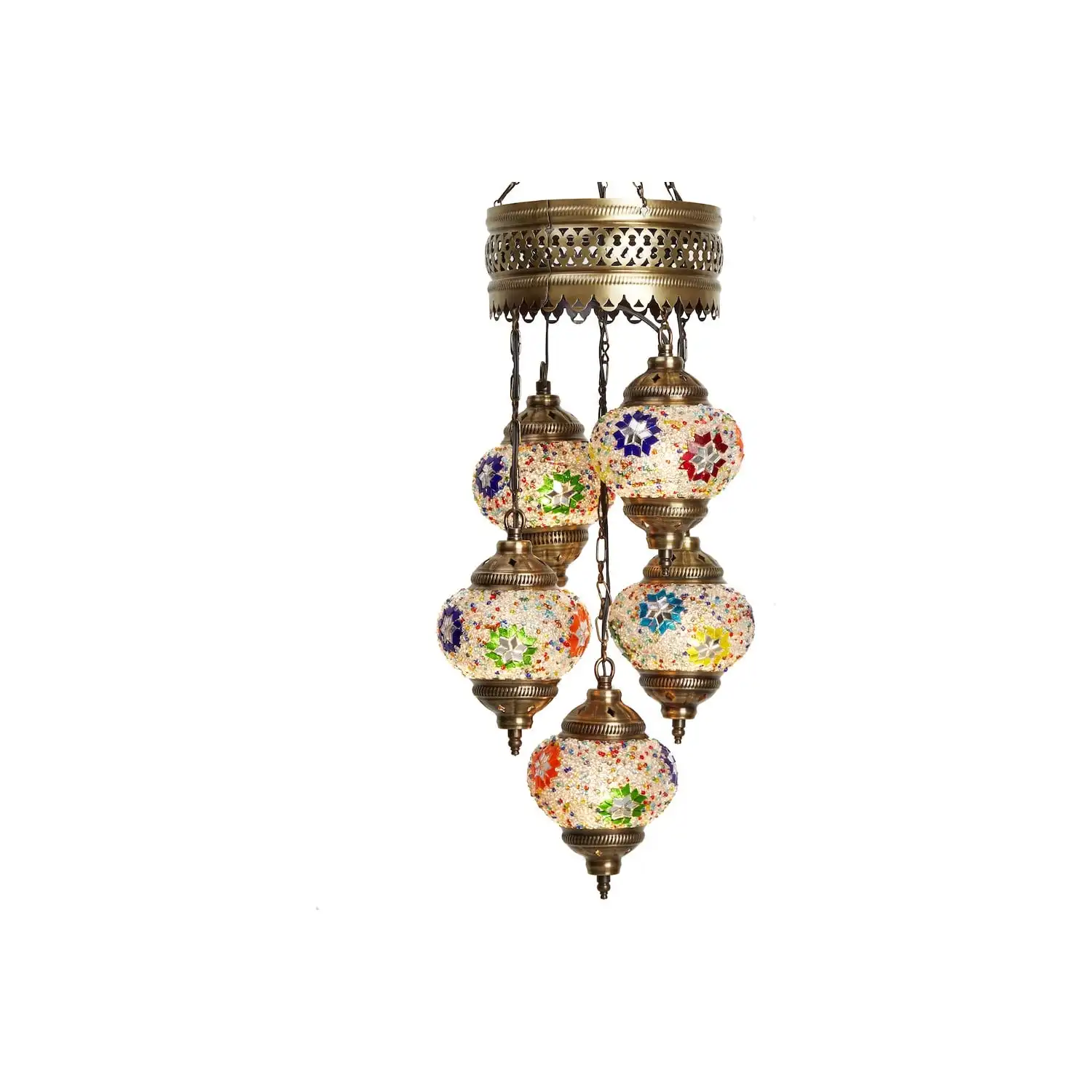 

Mosaic Lamp, 5 Pendants Light Stars Height: 75 - 85 cm