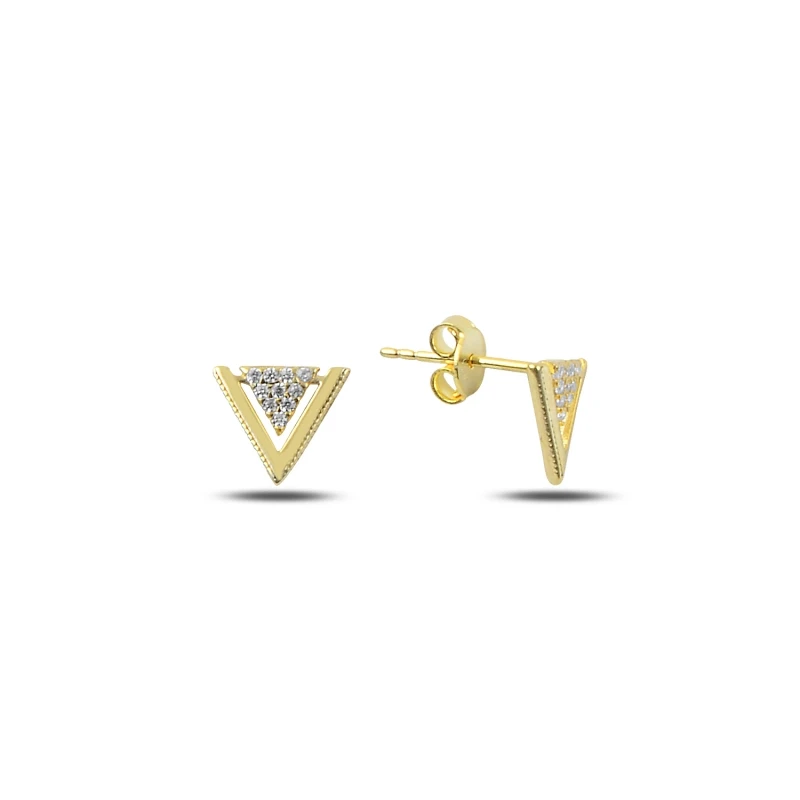 

Silver 925 Sterling Zircon CZ Triangle Stud Earrings