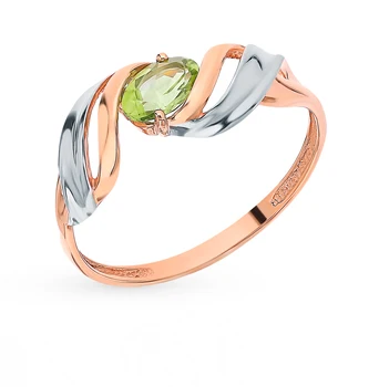 

Gold ring with хризолитом sunlight sample 585 test