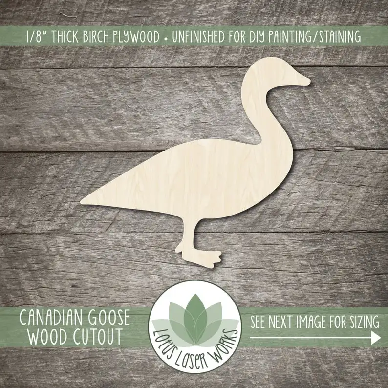 

Canada Goose Wood Cutout, Blank Wood Craft Embellishments, Wooden Goose Shape, Wooden Bird Cutouts