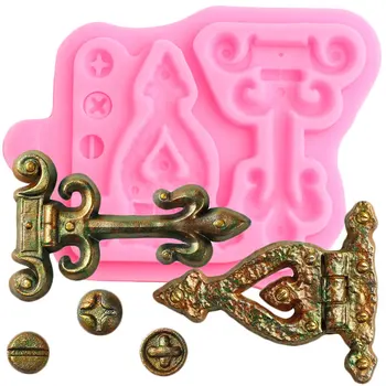 

Vintage Hinges Screws Silicone Mold Steampunk Cupcake Topper Fondant Cake Decorating Tools Candy Clay Chocolate Gumpaste Moulds