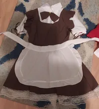Maid Cosplay Costume Outfit Blocked Pinafore Short-Sleeves Lolita-Dress Halloween Girls
