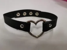 Collar gótico Punk Rock de estilo Harajuku, Gargantilla de cuero PU con corazón y punta redonda, accesorios para el cuerpo