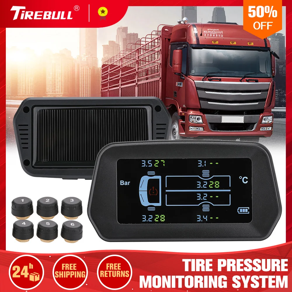 

For Truck Car TPMS Tire Pressure Monitoring System 12Bar 6PCS External Sensor LCD Color Screen Monitoring Tire Pressure Range