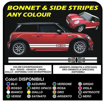 

Stickers BONNET AND SIDE STRIPES CARS IN VINYL English flag stickers mini