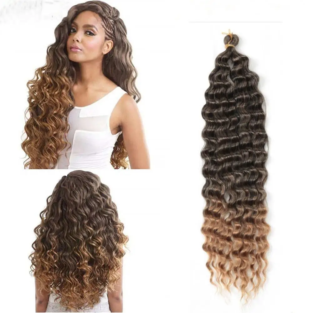 Омбре плетение волос для наращивания 20 дюймов глубокая волна натуральный черный