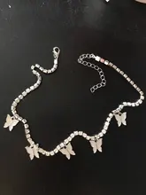 Modyle-collar con colgante de mariposa para mujer, joyería con diamantes de imitación brillantes, llamativo, gargantilla de cristal, para regalo