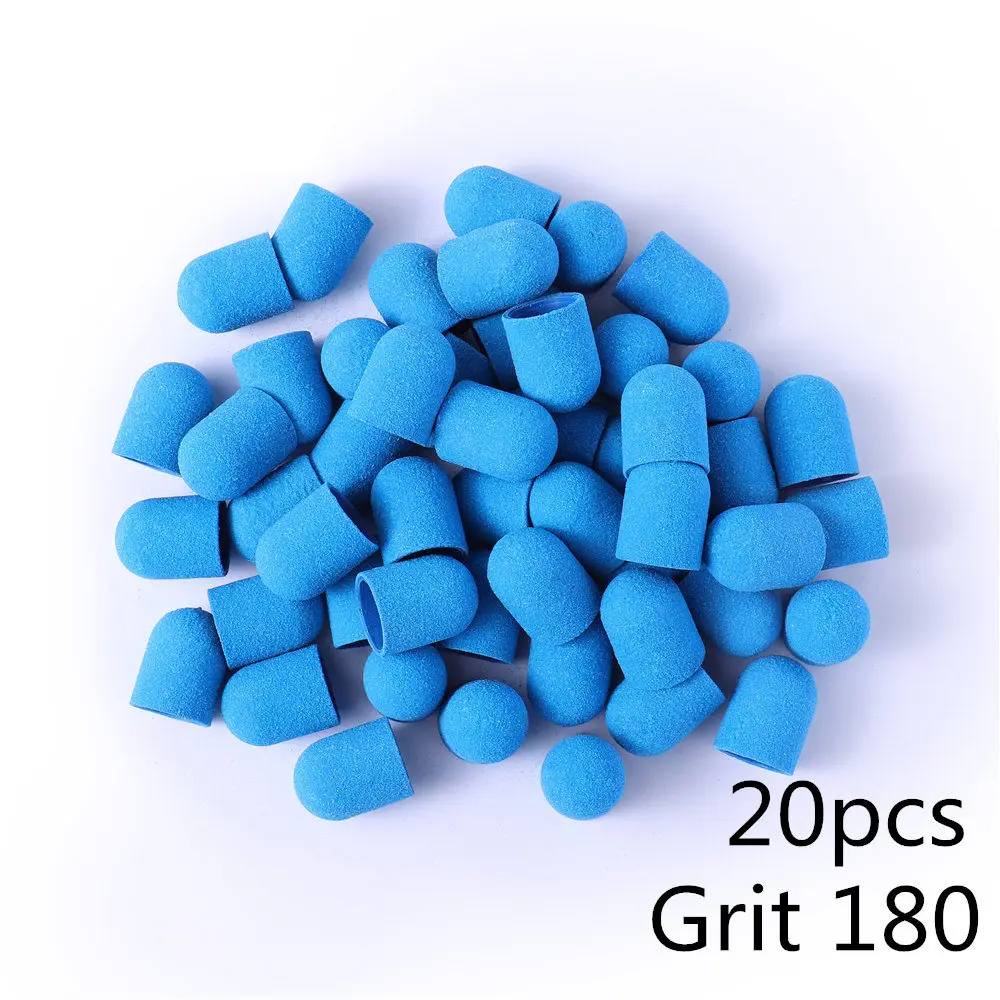 20pcs BNG 10/20 штук 13*19 шлифовальный блок Кепки для профессионального педикюра, инструмент для ухода за ногами фиолетового и зеленого цветов, шлифовальной ленты, Электрический Фрезер для ногтей искусство 80/120/180 - Цвет: 20pcs