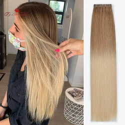 Ty.hermenlisa Tape Hair Extensions 100% Remy Natural Human Hair Skin Weft Invisiable Seamless Omber Blonde Color Glue For Salon