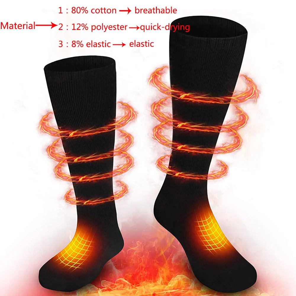 2 литиевых аккумулятора+ Отрегулируйте тепловые хлопковые носки с подогревом 1 пара уличных зимних лыжных велосипедных грелок для ног электрические спортивные согревающие носки