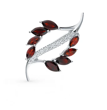 

Silver brooch with cubic zirconia and Garnet sunlight sample 925