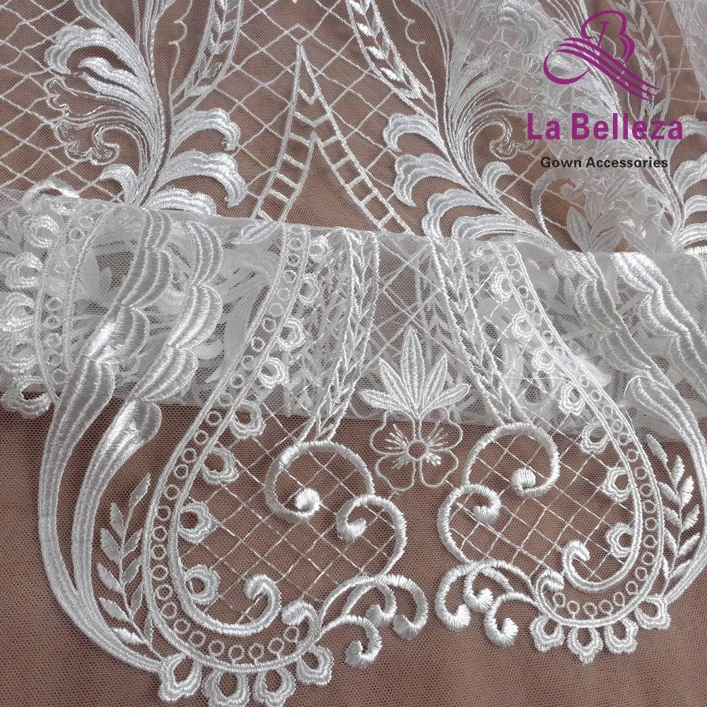 La Belleza модное Свадебное кружево, кружевная ткань для невесты цвета слоновой кости, популярная кружевная ткань с большим рисунком, хорошее качество кружева с вышивкой, 1 ярд
