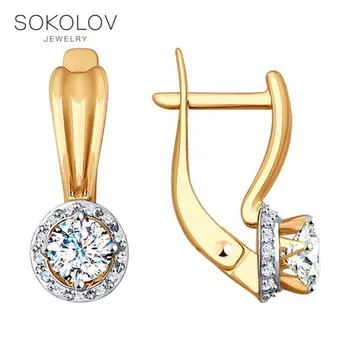 

SOKOLOV drop earrings with stones of gold with cubic zirconia fashion jewelry 585 women's male, long earrings