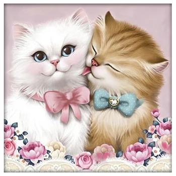 

Аж-1296 painting with diamond painting 'Cat and koshka', 25*25 cm