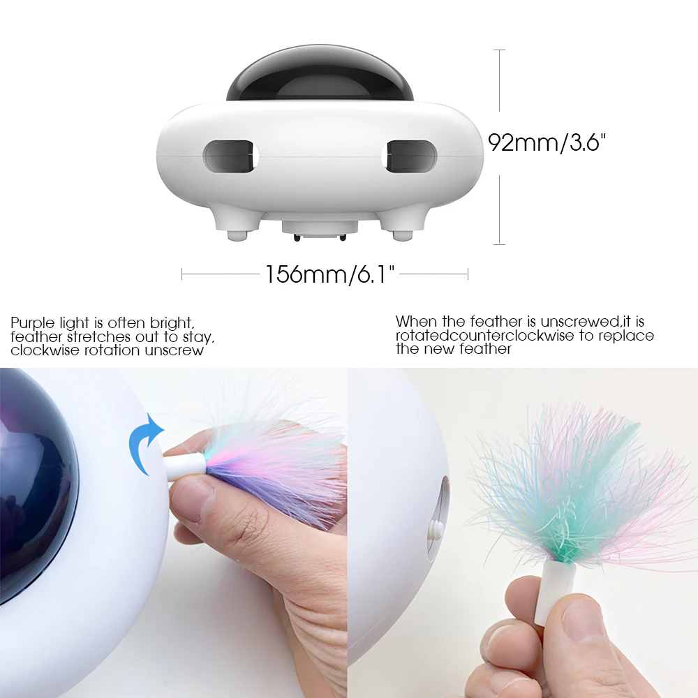 Cat Teaser Toy Electric Smart Interactive Cat Toy Creative Turntable Automatic Feather Teasing Stick USB Charging Funny Cat Toys